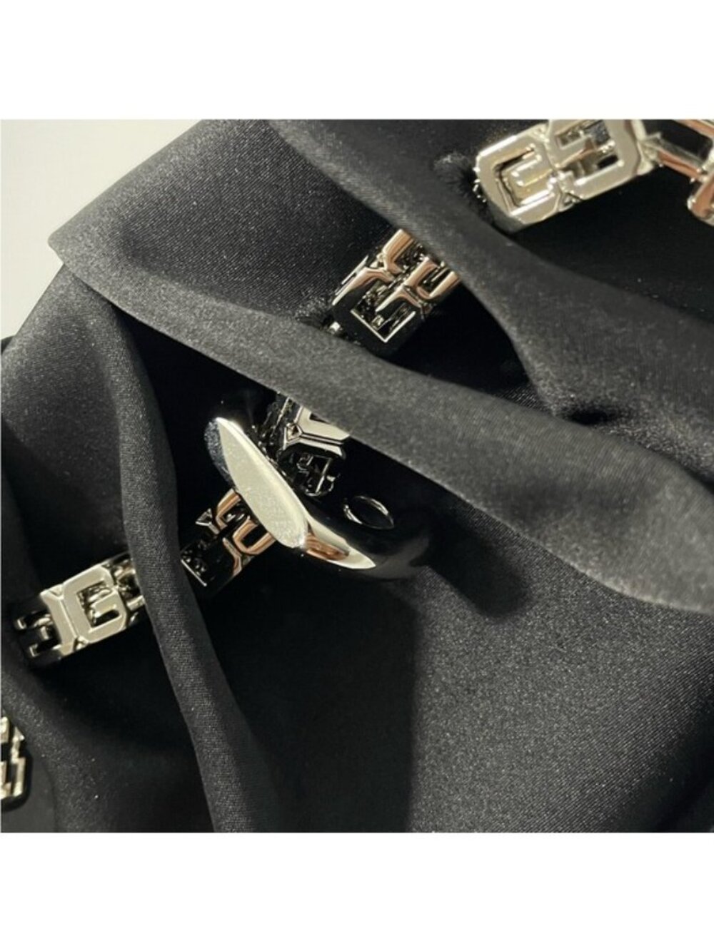 Givenchy Kenny Mini Silk Top Handle Bag Black Silver - Picture 9 of 9